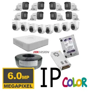 16 كاميرات 6 ميجا هيك فيجن IP poe الوان